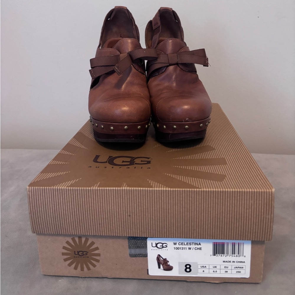 UGG Brown Celestina Mules with Bow